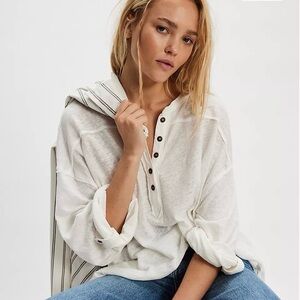 Free people We The Free Cotton-Linen Henley Tee
